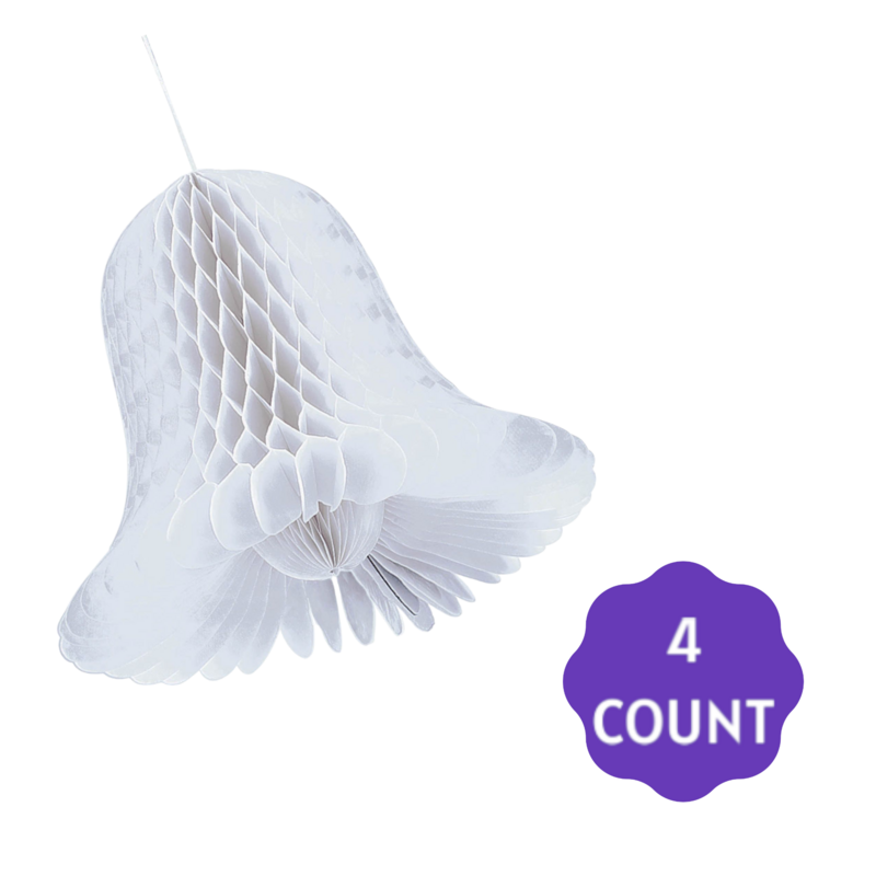 5&quot; White Bridal Honeycomb Bells 4CT