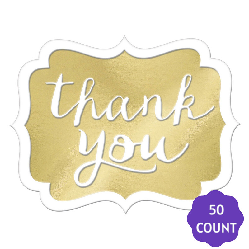 Gold Thank You Sticker 50ct