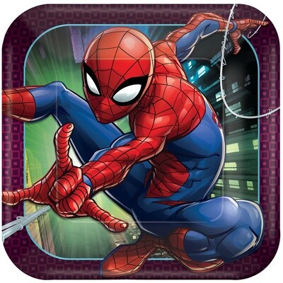 Spider-Man™ Webbed Wonder Square Plates, 9&quot; 8ct