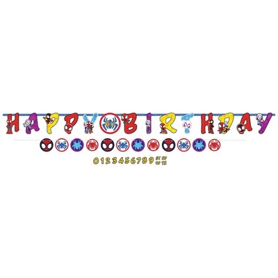 Customizable Spidey &amp; His Amazing Friends Birthday Cardstock Letter Banners, 2ct