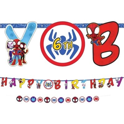 Customizable Spidey &amp; His Amazing Friends Birthday Cardstock Letter Banners, 2ct