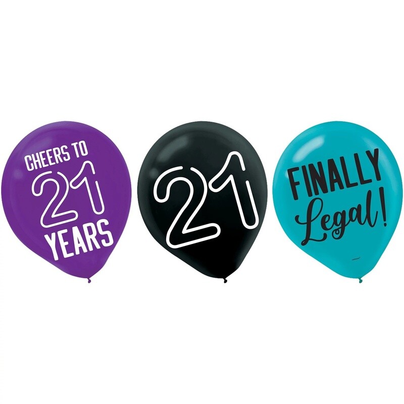 15ct, 12in, Finally 21 Birthday Balloons