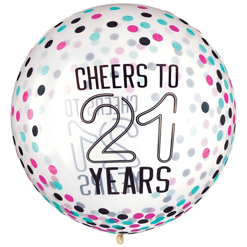 Finally 21 Birthday Confetti Balloon, 24in