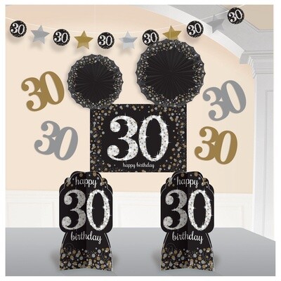 30th Birthday Room Decorating Kit 10pc - Sparkling Celebration