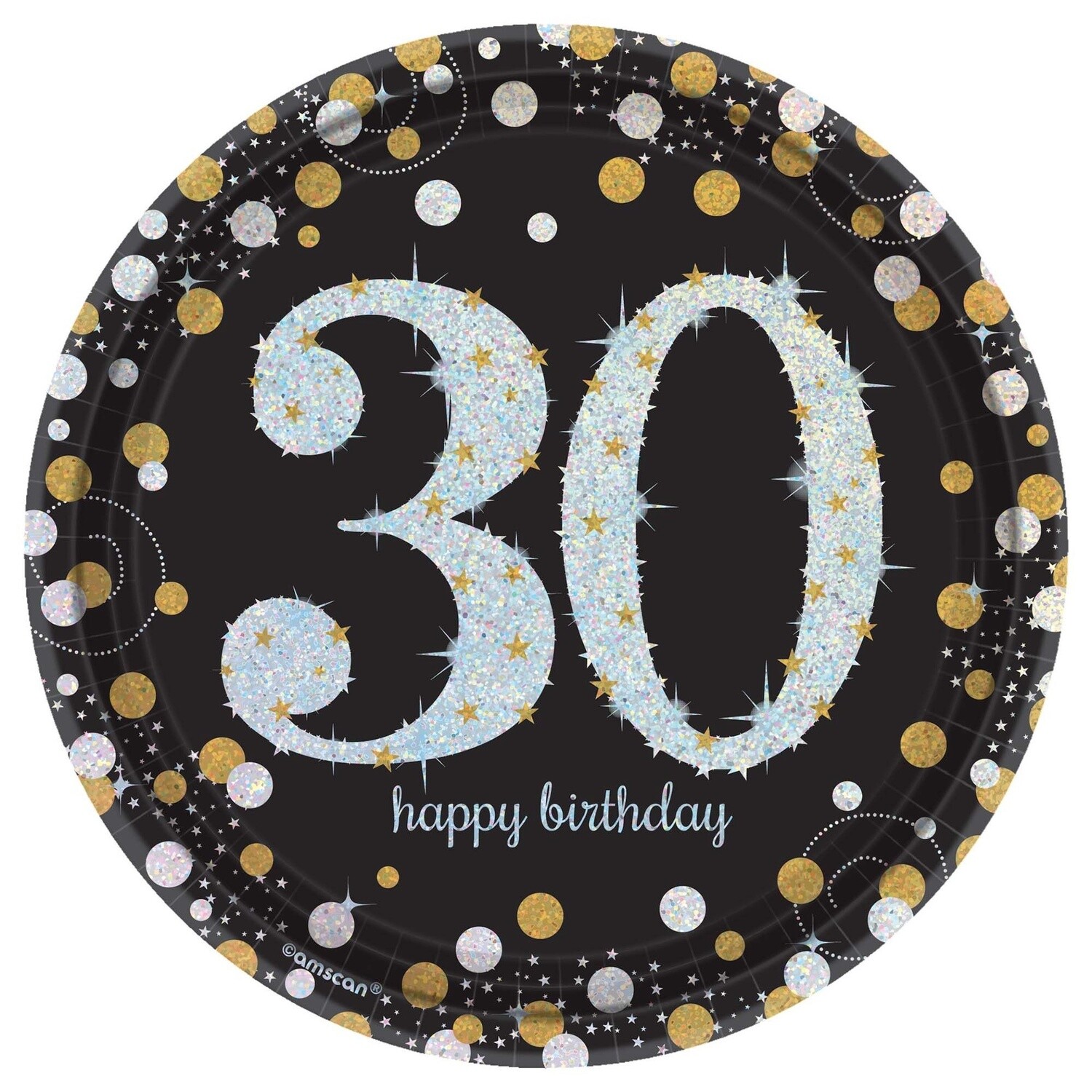 Prismatic 30th Birthday Dessert Plates 8ct - Sparkling Celebration