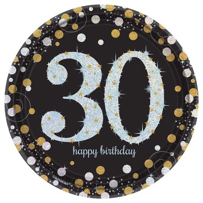 Prismatic 30th Birthday Dessert Plates 8ct - Sparkling Celebration
