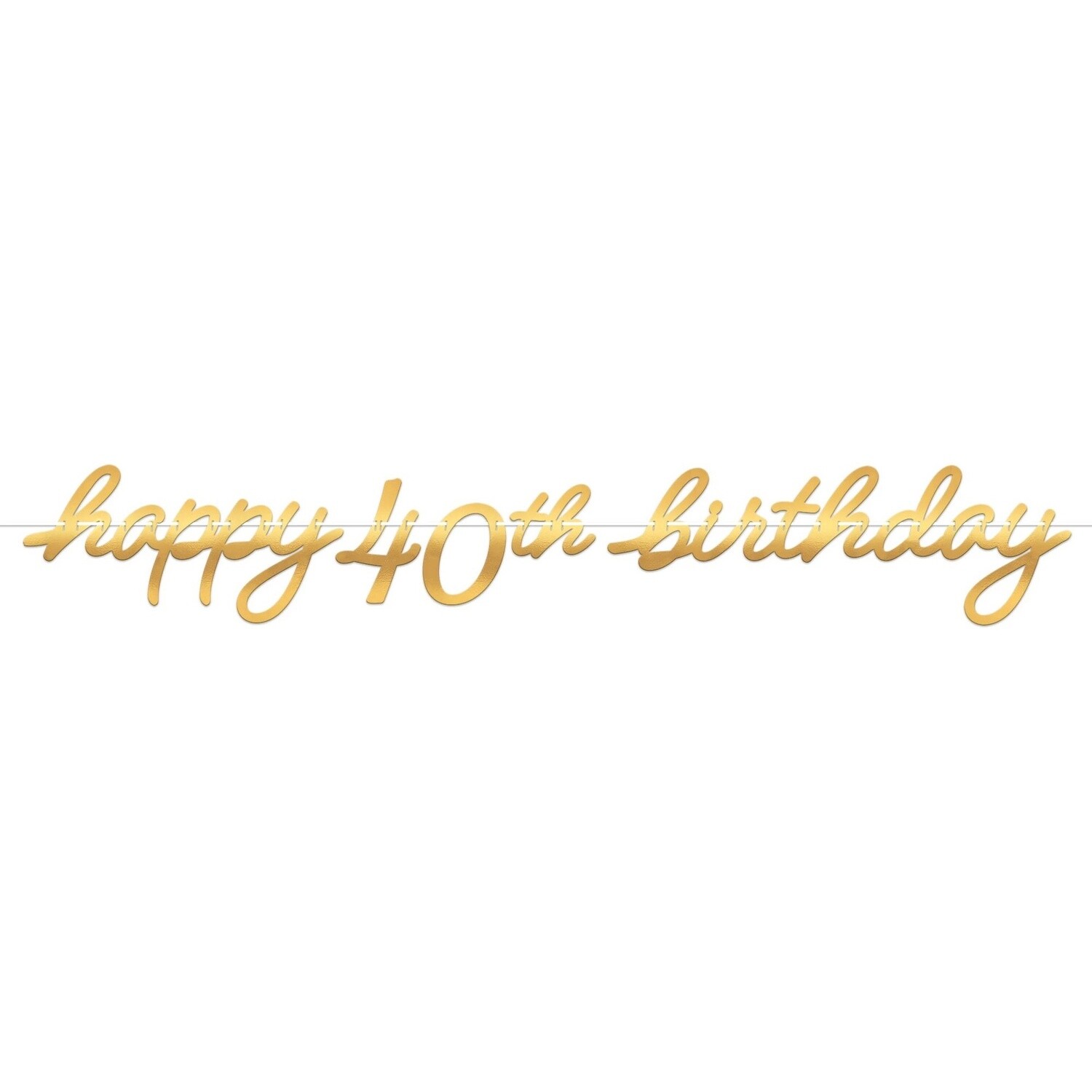 Metallic Golden Age Happy 40th Birthday Cardstock Letter Banner, 12ft