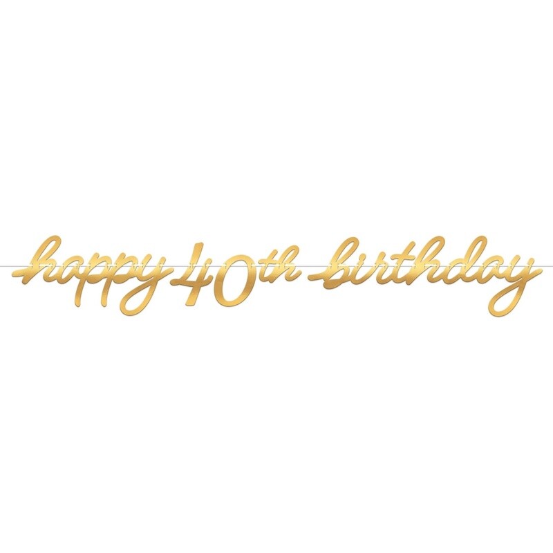 Metallic Golden Age Happy 40th Birthday Cardstock Letter Banner, 12ft