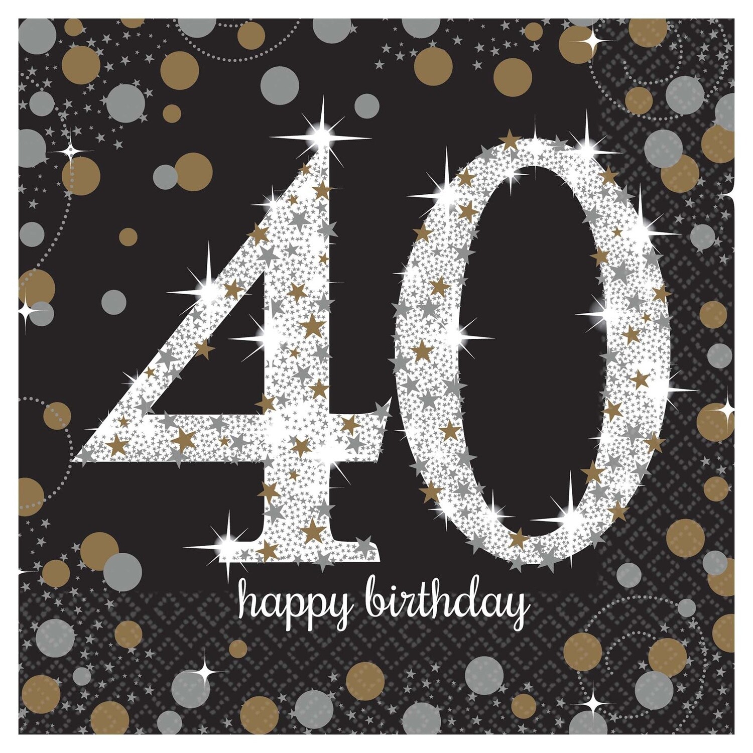 40 th SPARKLING CELEBRATION BEVERAGE NAPKINS 16CT
