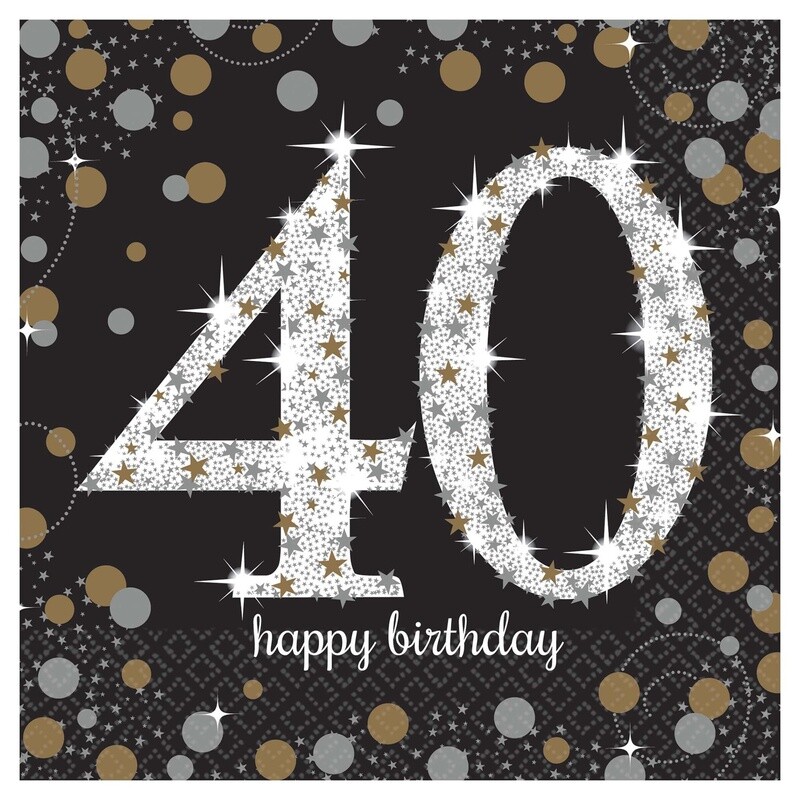 40 th SPARKLING CELEBRATION BEVERAGE NAPKINS 16CT