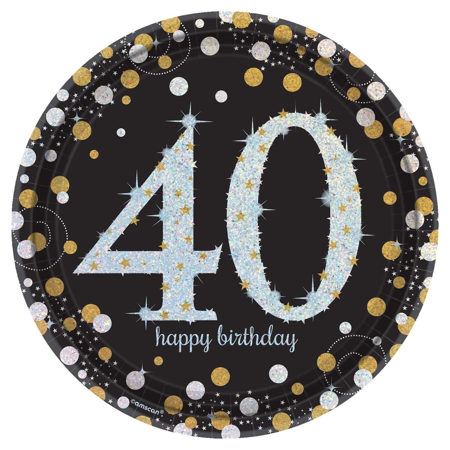 Prismatic 40th Birthday 9&quot; Plates 8ct - Sparkling Celebration