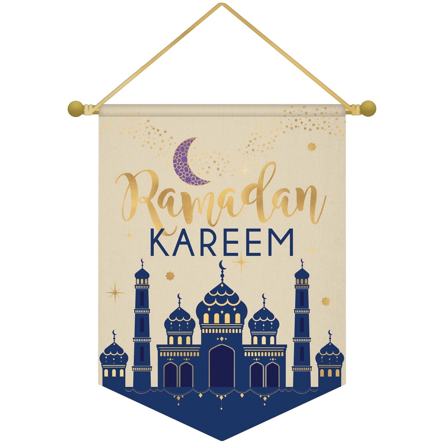 Metallic Gold Ramadan Kareem Canvas Banner