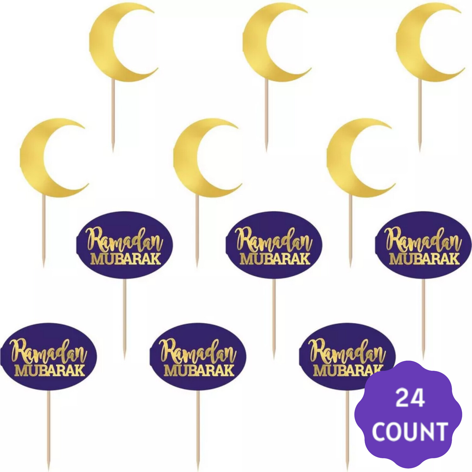 Ramadan Mubarak Cupcake Picks, 24ct