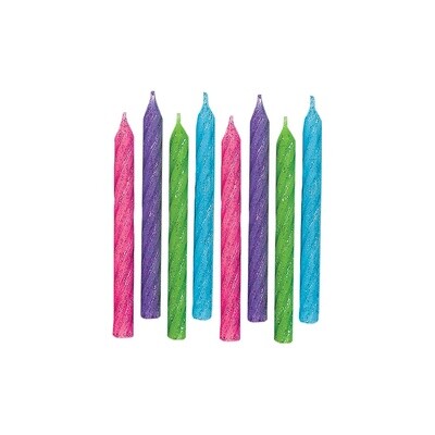 Large Glitter Spiral Candles - Brights