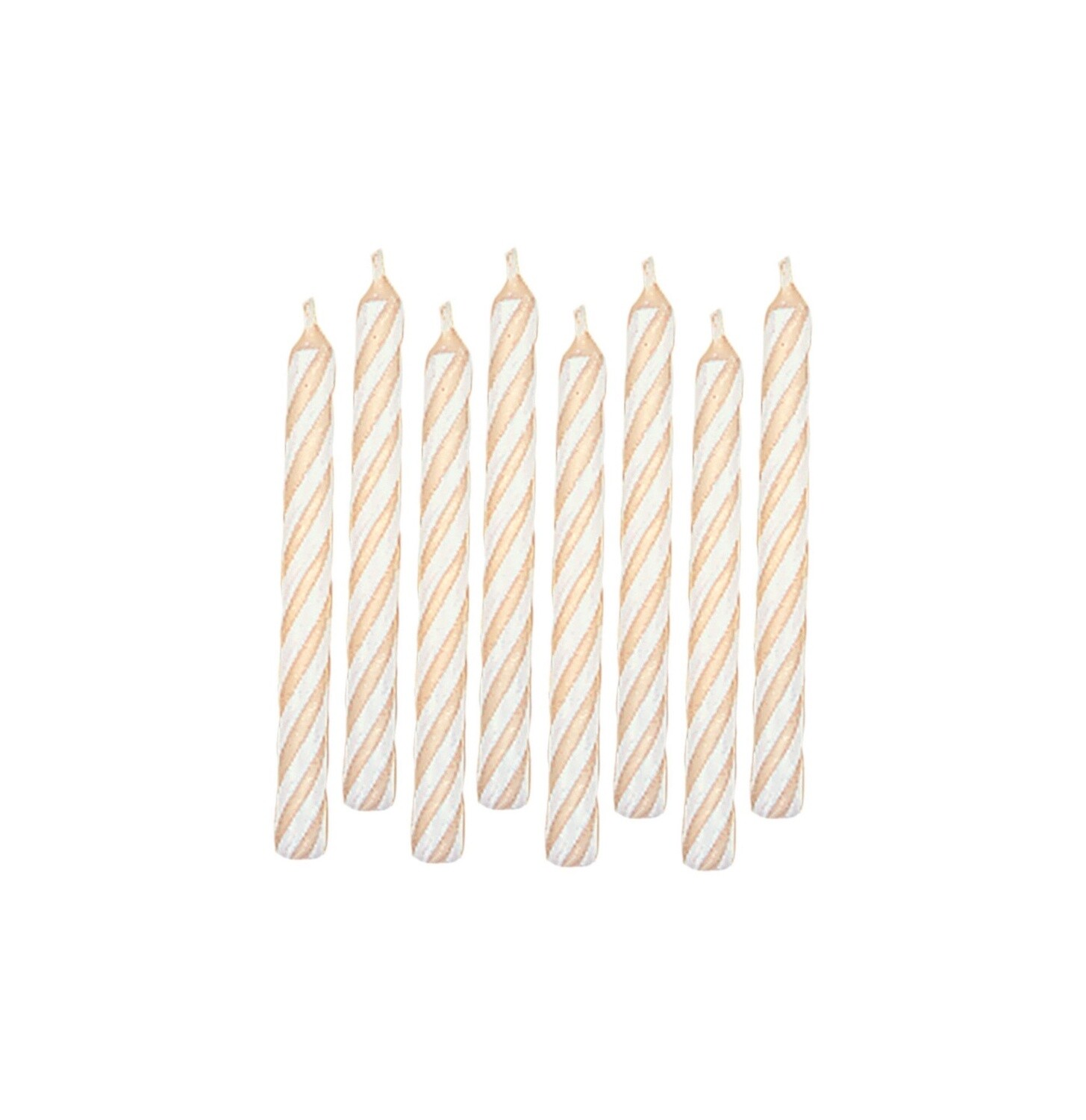 White Candy Stripe Spiral Candles