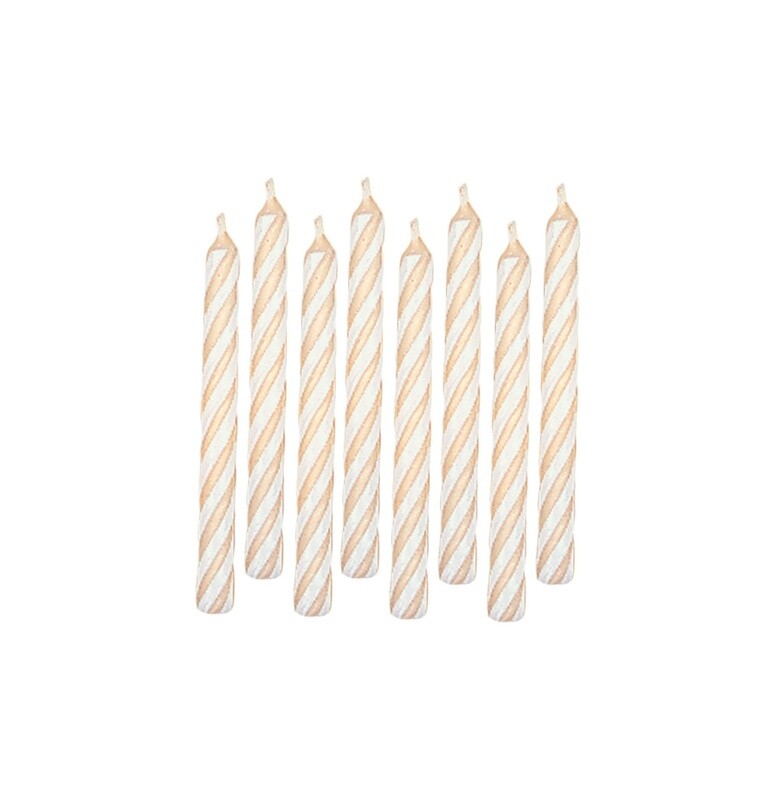 White Candy Stripe Spiral Candles