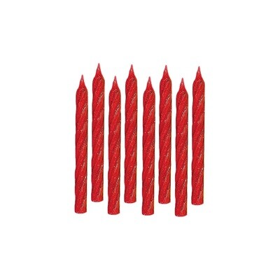 Large Glitter Spiral Candles - Red 24CT