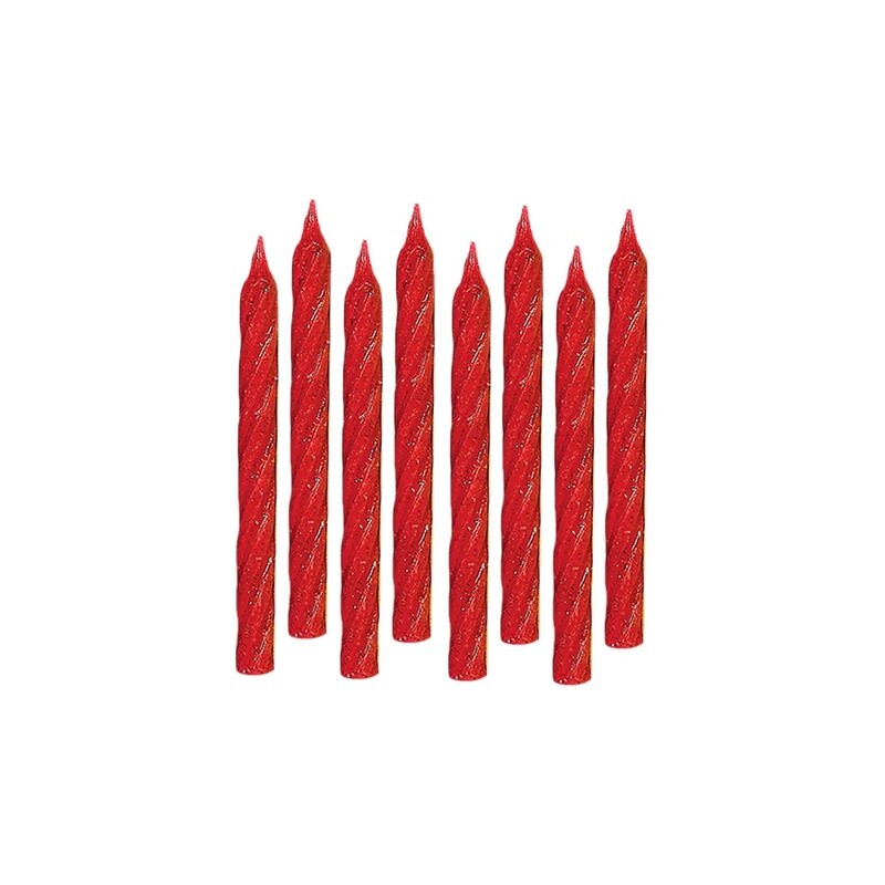 Large Glitter Spiral Candles - Red 24CT