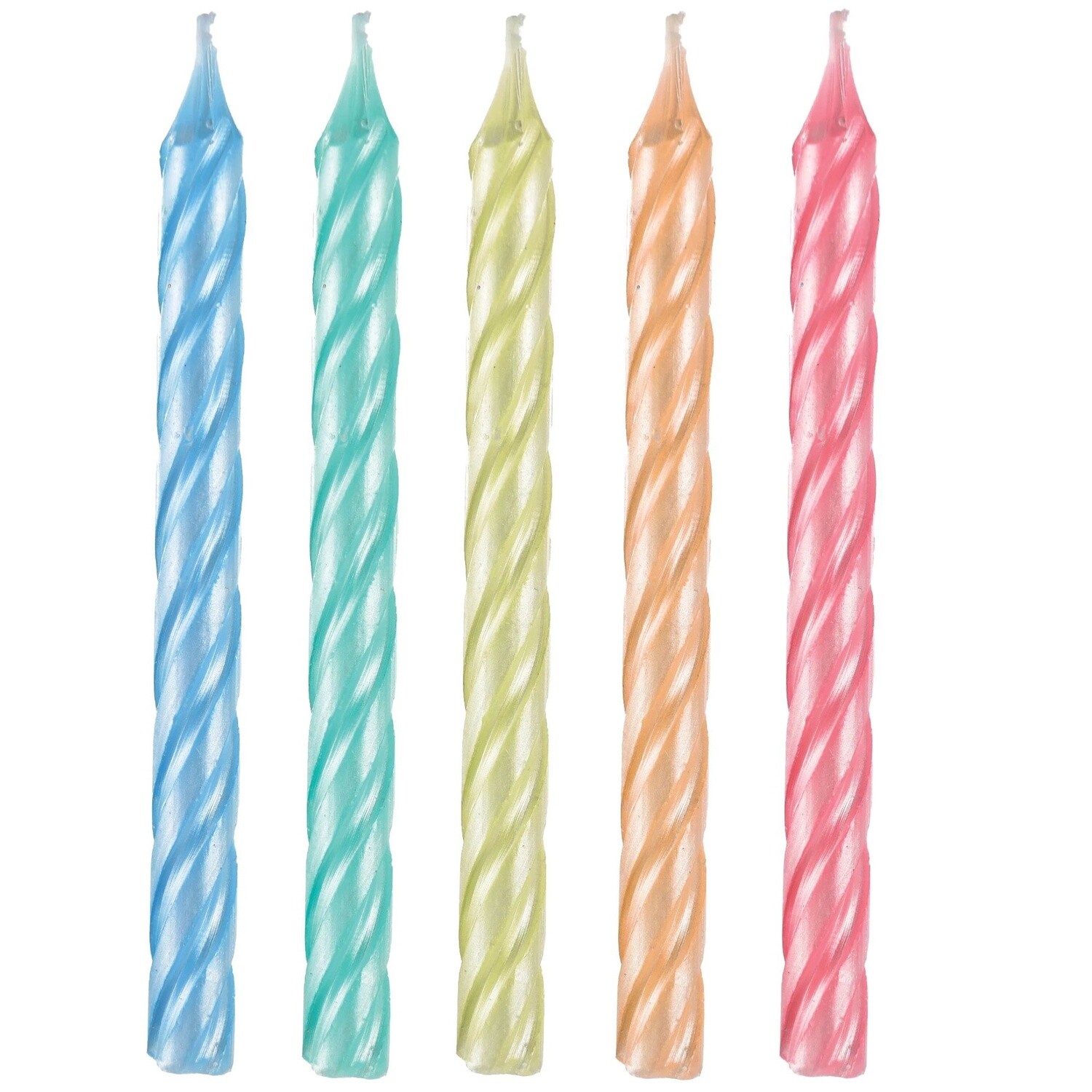 Pastel Pearlized Spiral Candles 12CT