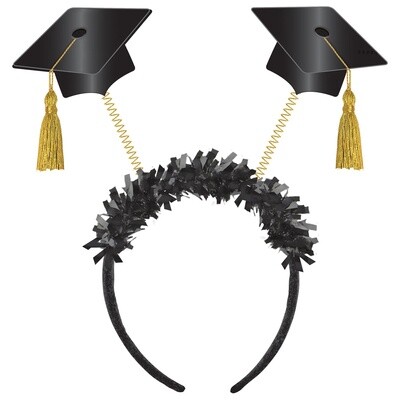 Grad Caps Fabric &amp; Tinsel Head Bopper, 9.3in x 9.6in