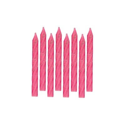 Large Glitter Spiral Candles - Pink 24ct