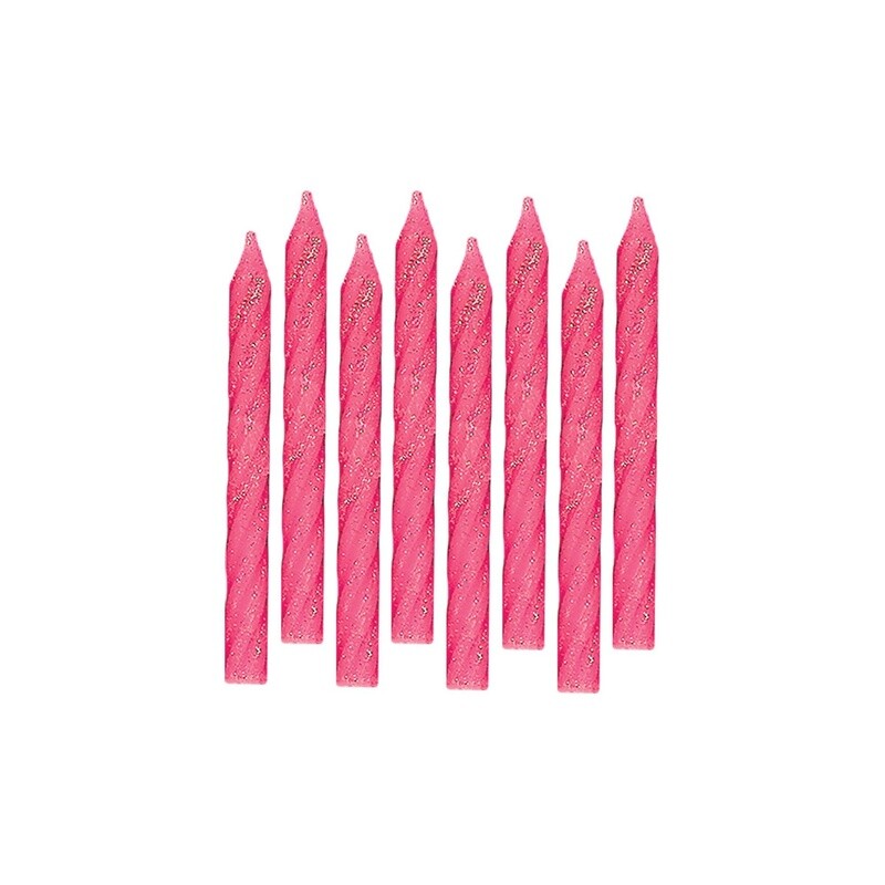 Large Glitter Spiral Candles - Pink 24ct