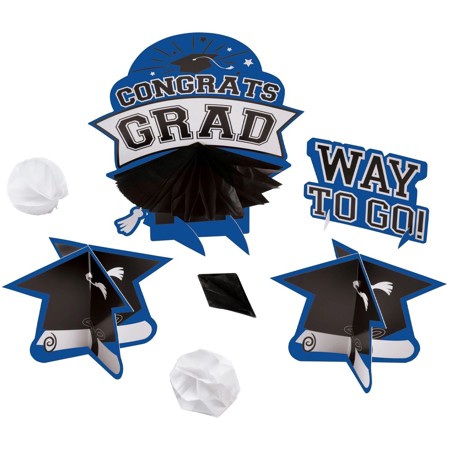 Blue Congrats Grad Cardstock &amp; Tissue Paper Table Decorating Kit, 7pc