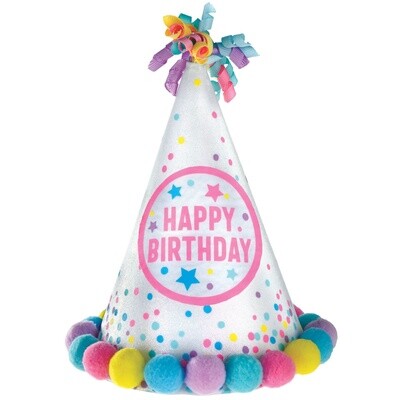 Iridescent Pastel Party Happy Birthday Pom-Pom Party Hat, 8.25in