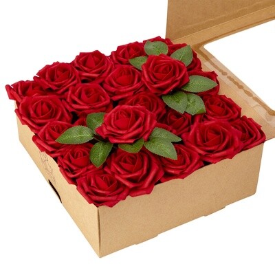 RCZ Décor Artificial Foam Roses for Decoration, Attractive Fake Flowers for DIY Wedding Centerpieces, Includes: 50 Roses with Stems and 20 Leaves