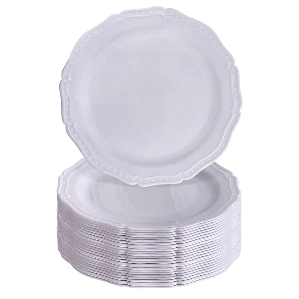 Country Style White Dinner Plates 20ct 10.25&quot;