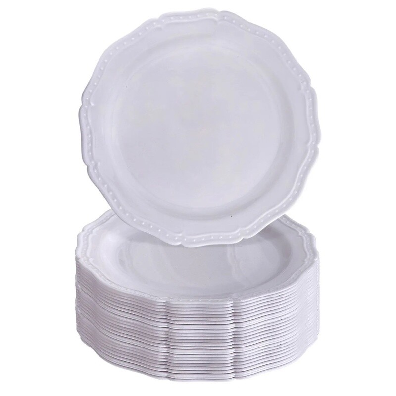 Country Style White Dinner Plates 20ct 10.25&quot;