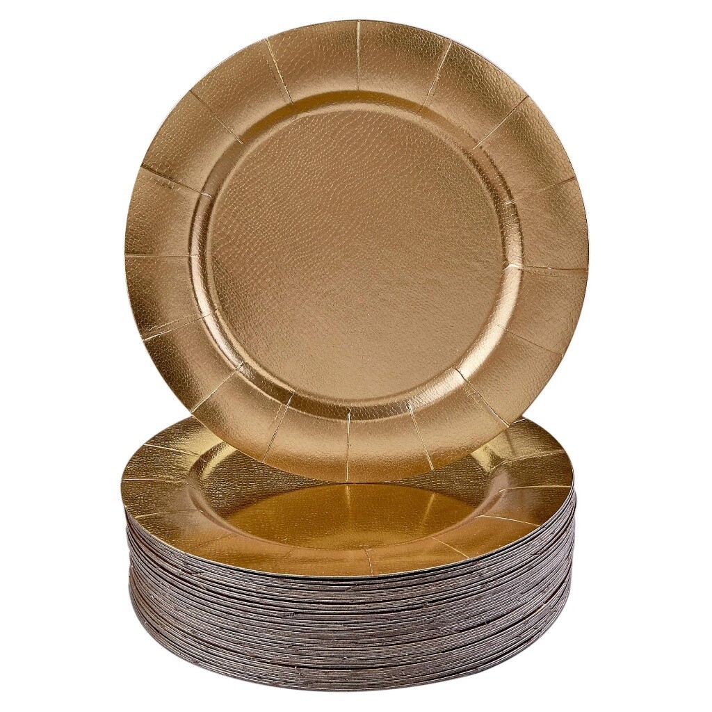 Disposable Premium Heavy Paper Charger Plates 10ct, Color: Gold