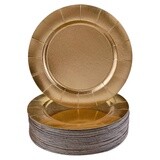 Disposable Premium  Heavy Paper Charger Plates 10ct, Color: Gold