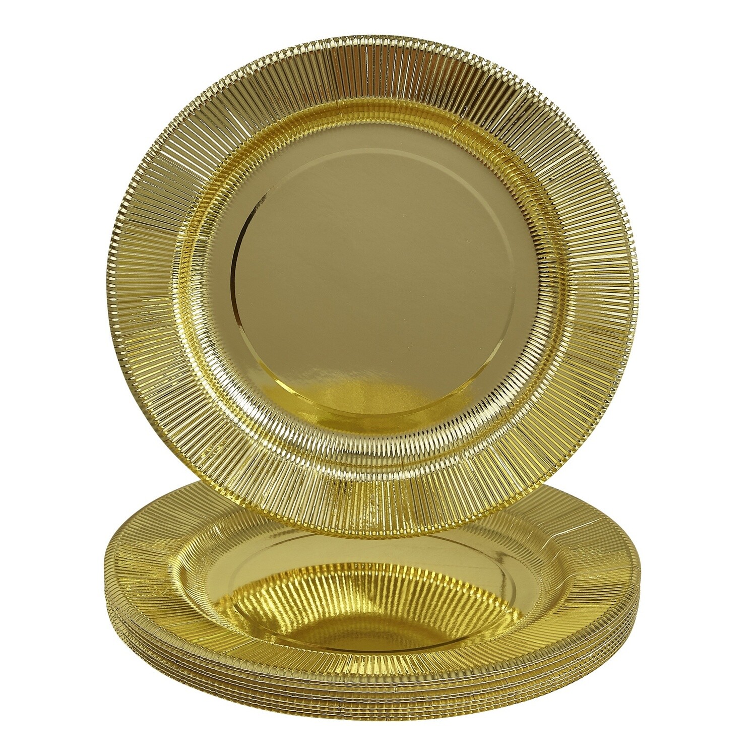 RUFFELED METALLIC FOIL FINISH PAPER  CHARGER PLATES 13&quot; 10CT, Color: GOLD