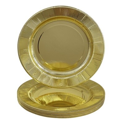 RUFFELED METALLIC FOIL FINISH PAPER  CHARGER PLATES 13&quot; 10CT