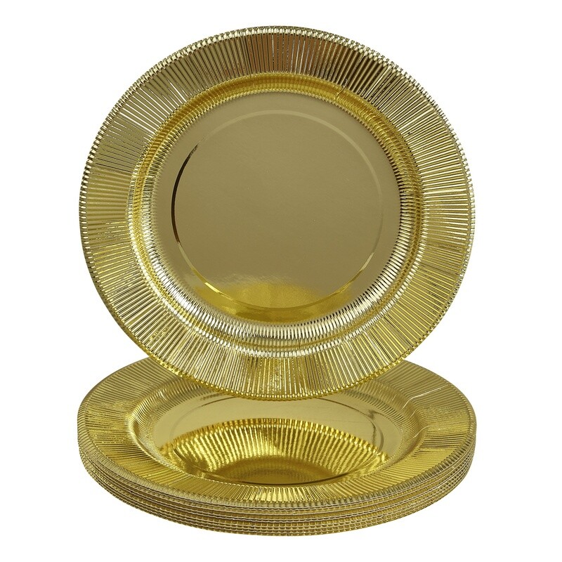 RUFFELED METALLIC FOIL FINISH PAPER  CHARGER PLATES 13&quot; 10CT