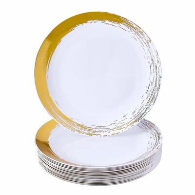 Brushed  Heavy Duty  Disposable Plate Set, (10 PC)