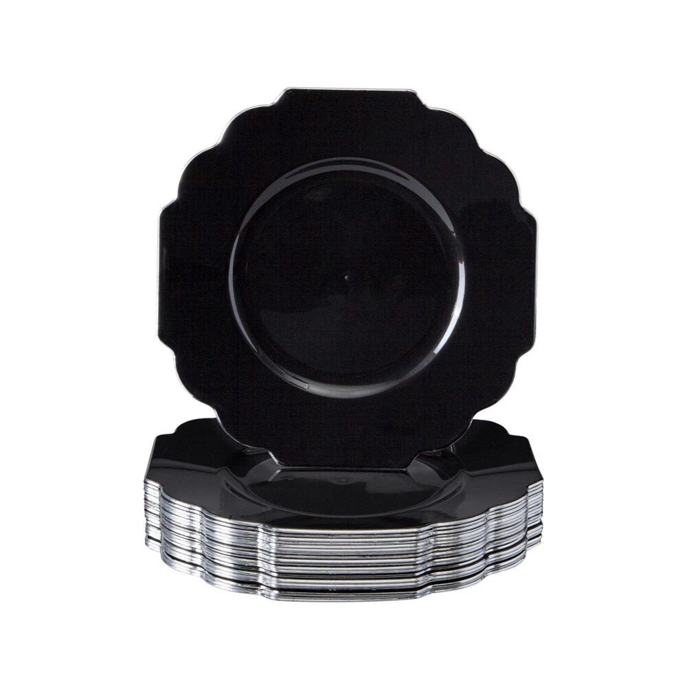 Baroque Black Plates With Silver Sides 10ct