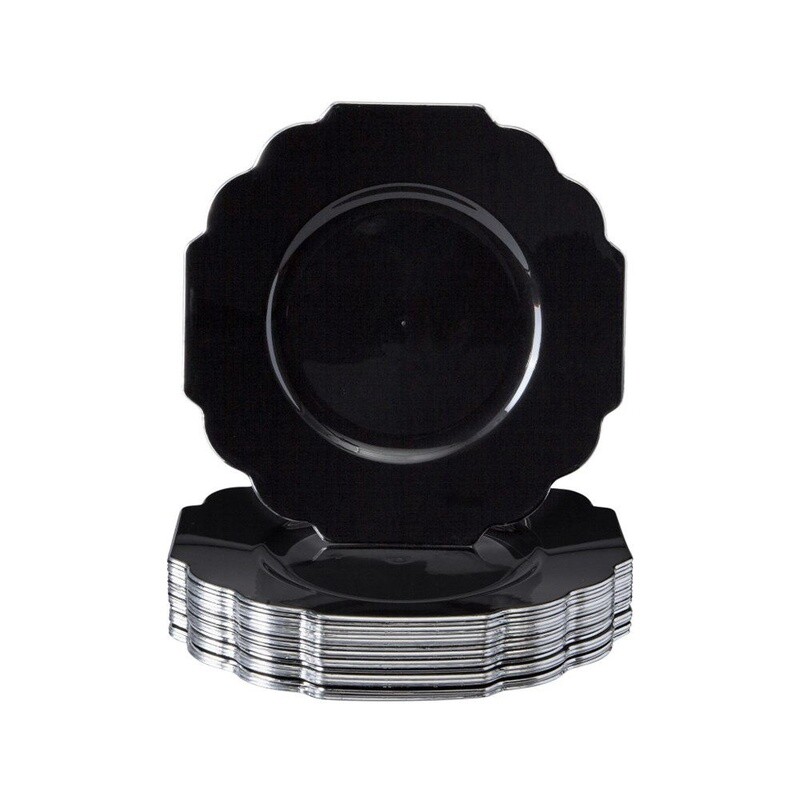 Baroque Black Plates With Silver Sides 10ct