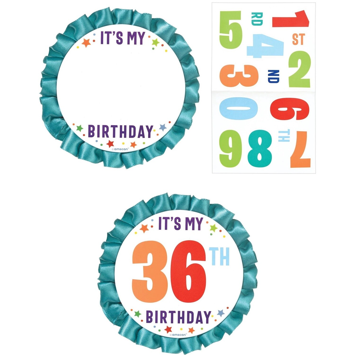 Multicolor Stars Birthday Metal Button Kit, 3in