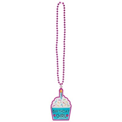 Sprinkles Bling Birthday Girl Pendant Plastic Bead Necklace, 22in