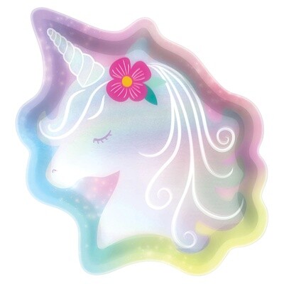 Iridescent Enchanted Unicorn Shaped Paper Plates, 7in, 8ct
