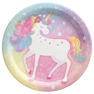 Enchanted Unicorn Round Paper Lunch Plates, 9in, 8ct