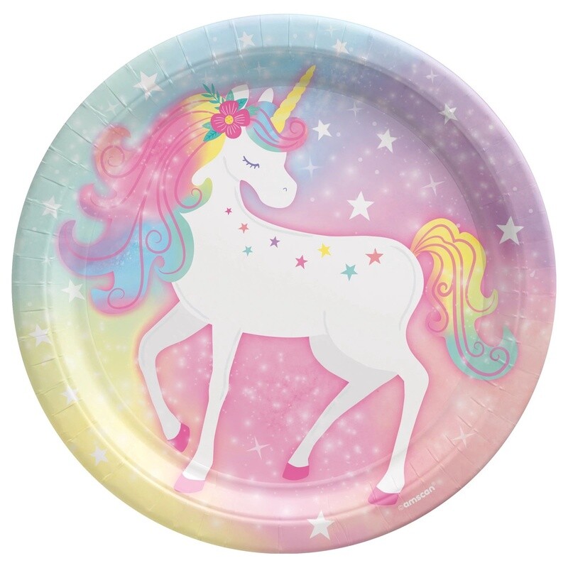 Enchanted Unicorn Round Paper Lunch Plates, 9in, 8ct