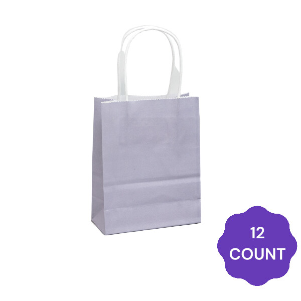 4.5” x 5.5” x 2.25” w paper treat bags 12ct, Color: Silver