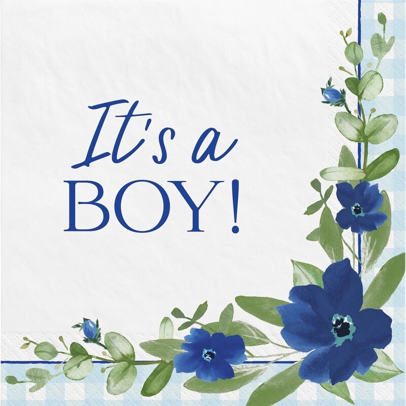 It&#39;s a Boy Baby in Bloom Baby Shower Paper Lunch Napkins, 6.5in, 16ct