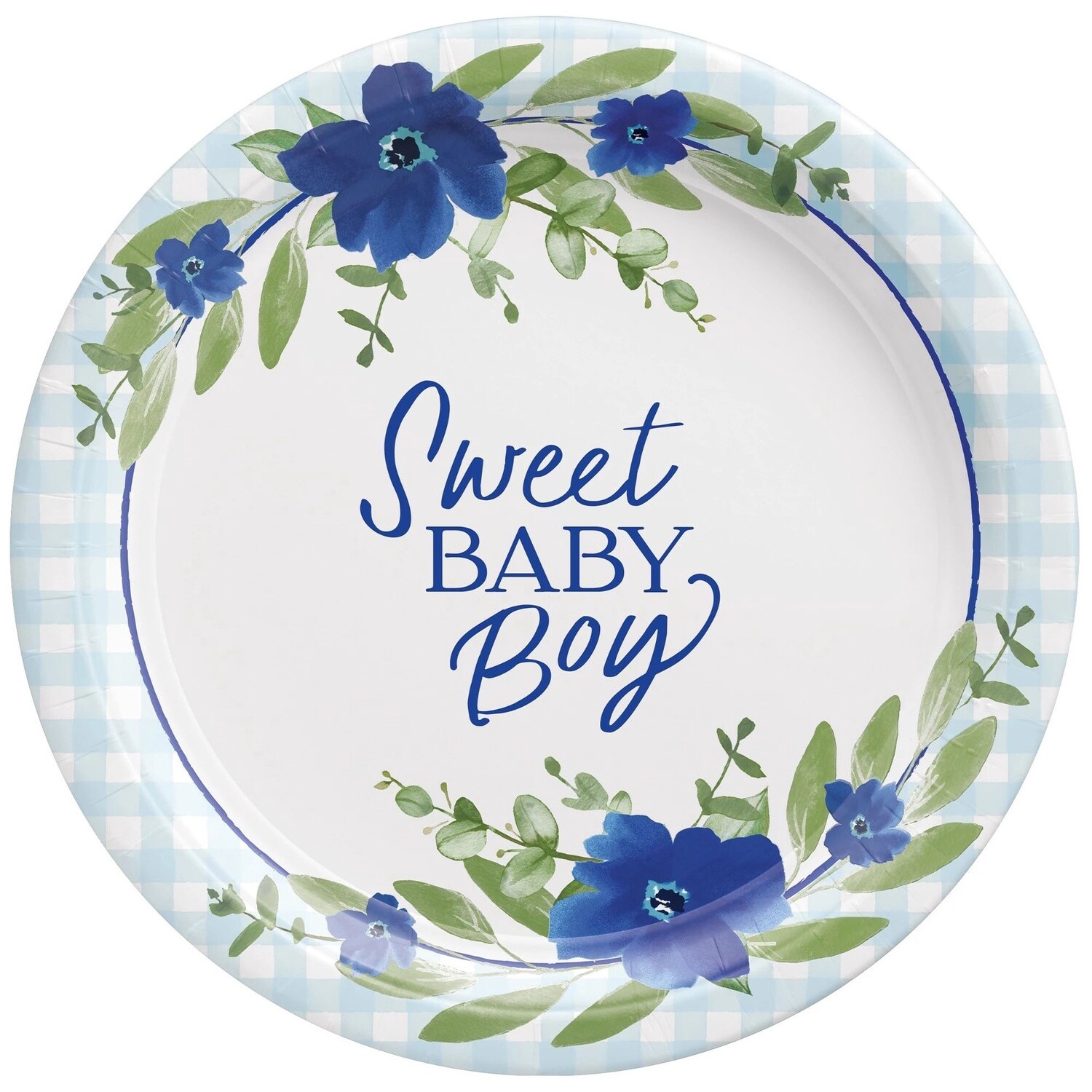 Sweet Baby Boy Baby in Bloom Baby Shower Paper Dinner Plates, 10.5in, 8ct