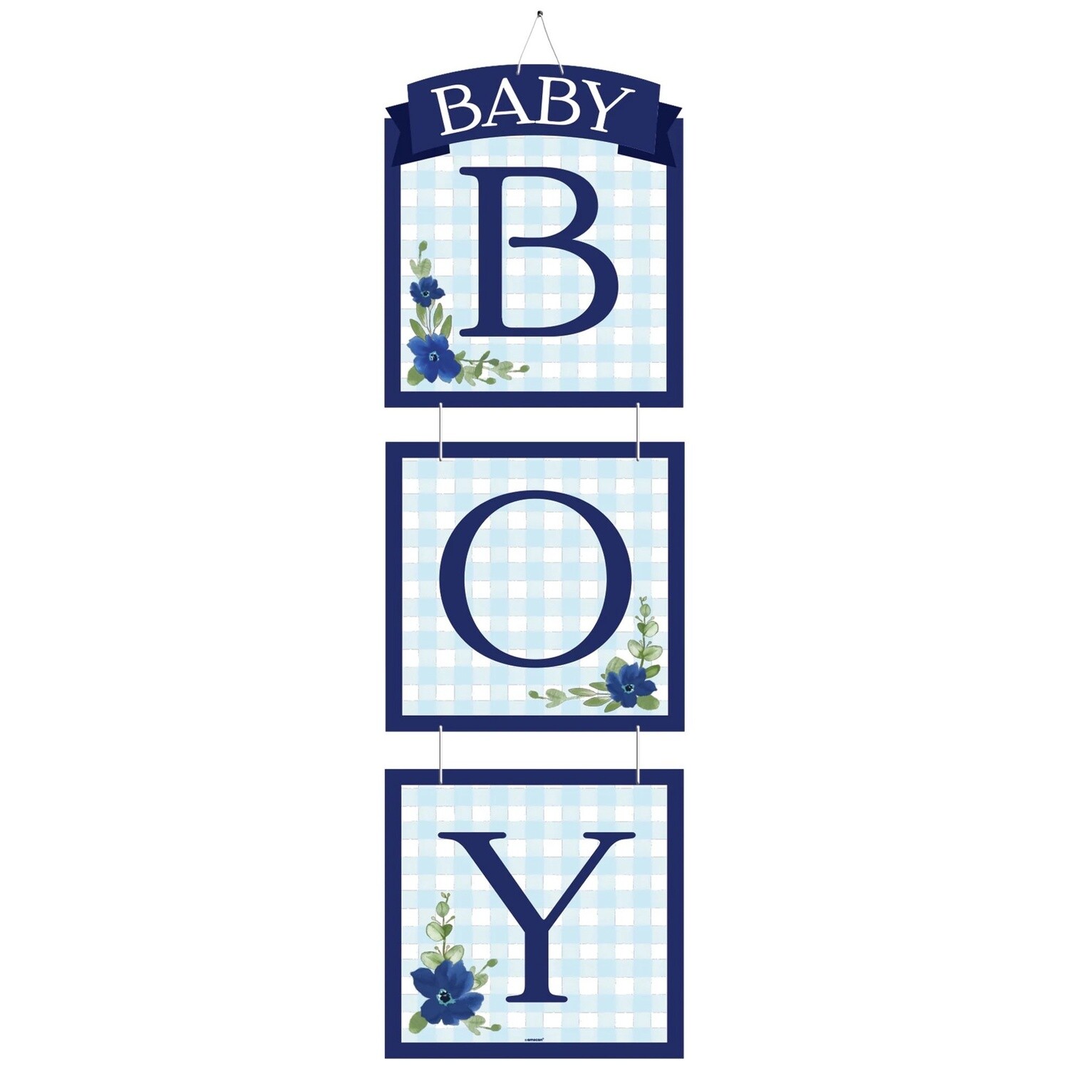 Baby Boy Baby in Bloom Stacked Cardboard Sign, 8in x 27.5in