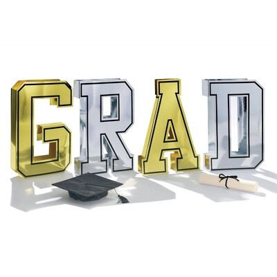 Metallic Gold &amp; Silver Grad Cardstock Centerpiece Kit, 18in, 4pc