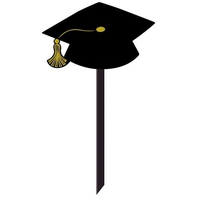 Black Graduation Cap Plastic Yard Sign, 13.6in x 21.5in